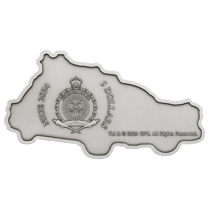 Niue: Ghostbusters - Silver Ecto kolorowany 2 uncje Srebra 2024 Antiqued Shaped Coin