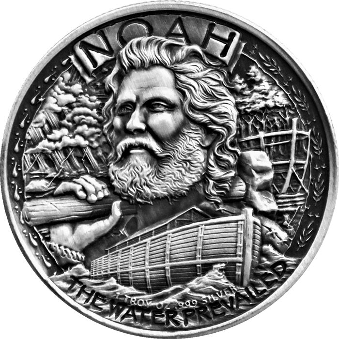 Noah's Ark 1 uncja Srebra Antiqued Round Coin