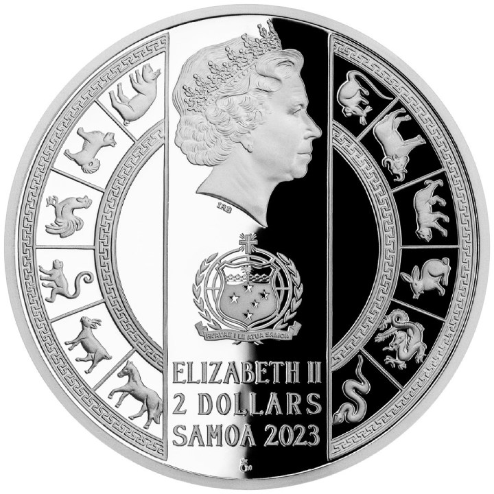 Samoa: Crystal Coin - Year of the Rabbit $2 Srebro 2023 Proof