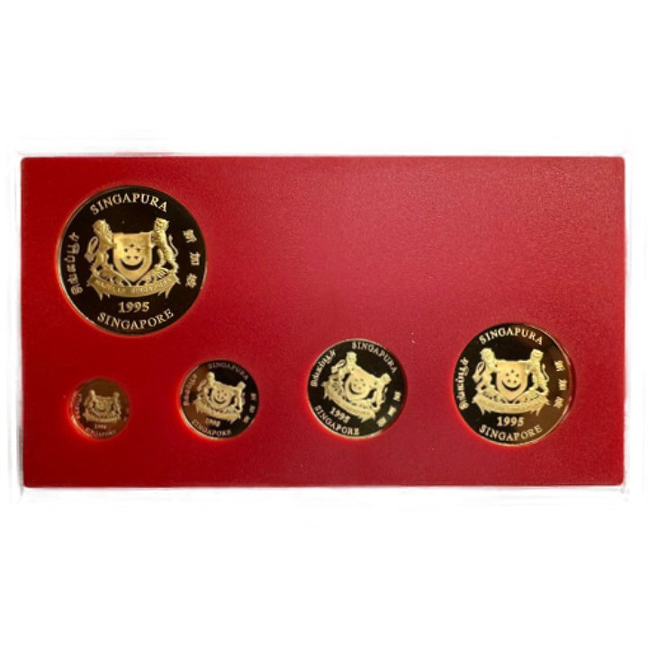 Singapurski Lew: Zestaw 5 monet Złoto 1995 Pig Privy Mark