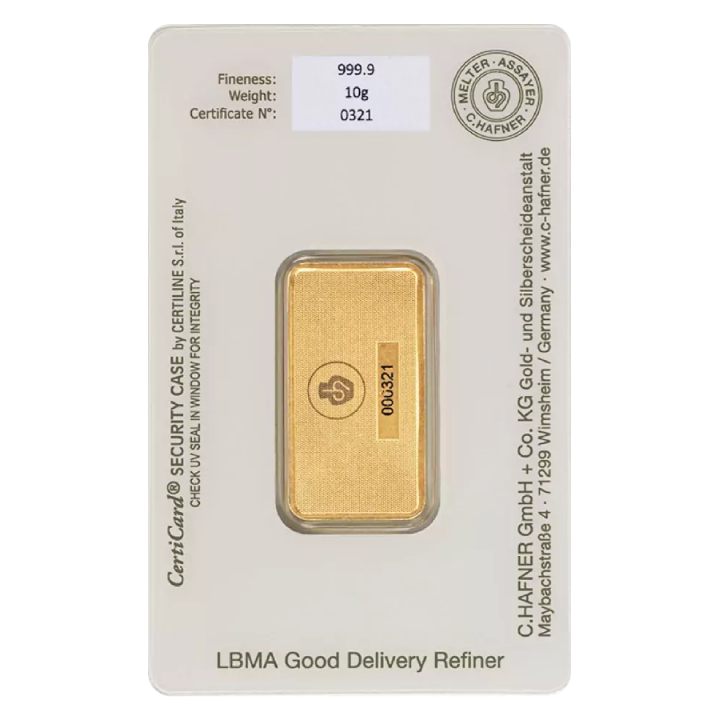 Sztabka C. Hafner 10 gramów Złota LBMA