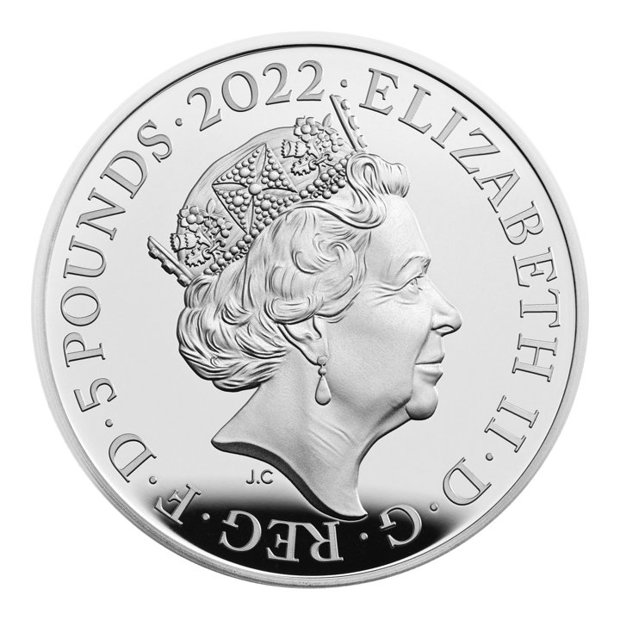 The Queens Reign - Commonwealth Srebro £5 2022 Proof Piedfort 