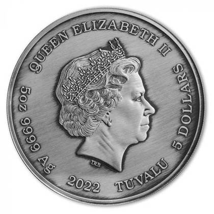 Tuvalu: Bogowie Olimpu - Atena 5 uncji Srebra 2022 Antiqued Coin