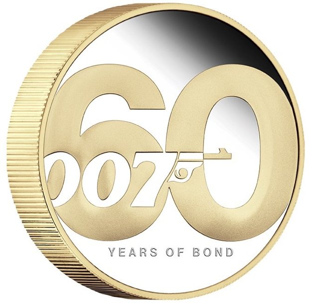 Tuvalu: James Bond 60. rocznica pozłacana 2 uncje Srebra 2022 Proof 