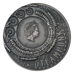Cook Islands: Steampunk – Jet Pack pozłacany 1000 gramów Srebra 2023 Ultra High Relief Antiqued Coin