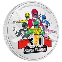 Niue: Power Rangers 30. rocznica serialu kolorowany 1 uncja Srebra 2023 Proof