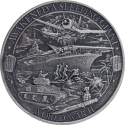 Patriot: World War II 1 uncja Srebra 2019 Antiqued Round Coin