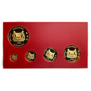Singapurski Lew: Zestaw 5 monet Złoto 1995 Pig Privy Mark