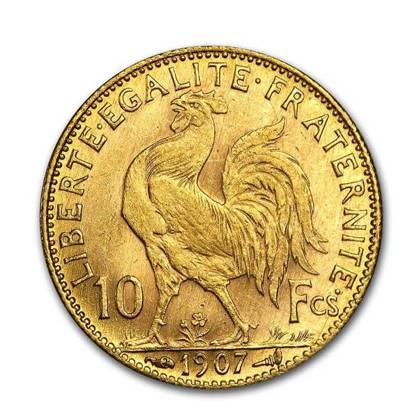 1899-1914 France Gold 10 Francs Rooster 