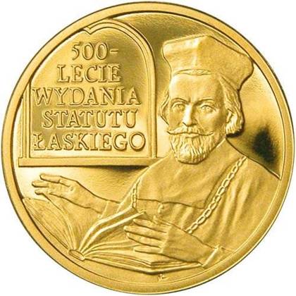 500-lecie wydania Statutu Łaskiego 500 zł Złoto 2006 Proof 