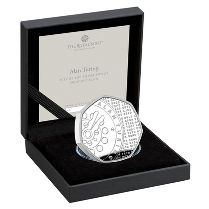 Alan Turing Srebro 2022 Proof Piedfort Coin