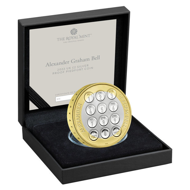 Alexander Graham Bell Srebro 2022 Proof Piedfort Coin 
