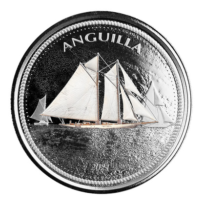 Anguilla: Regaty żeglarskie kolorowane 1 uncja Srebra 2021 Proof 