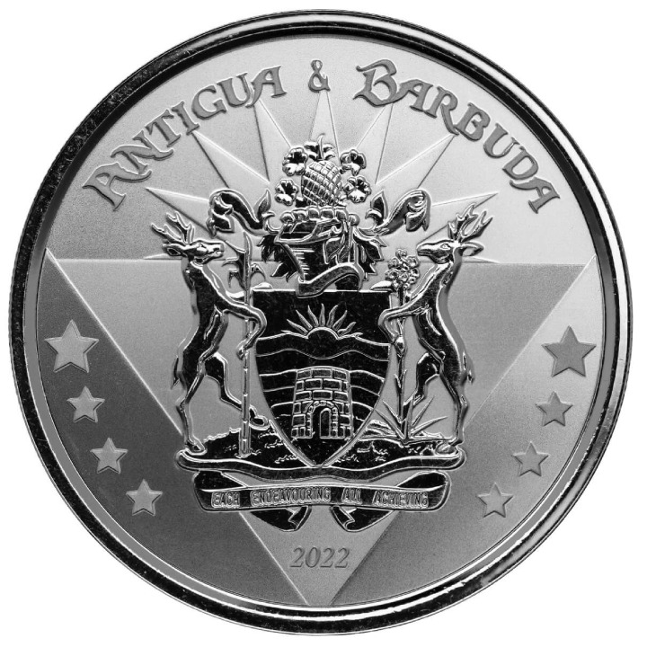 Antigua & Barbuda: Coat of Arms 1 uncja Srebra 2022