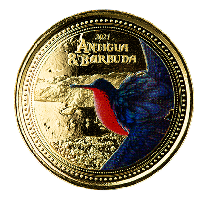 Antigua & Barbuda: Fregata wielka kolorowana 1 uncja Złota 2021