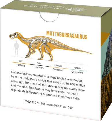 Australian Dinosaurs 1/10 uncji Złota 2022 Proof 
