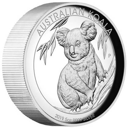 Australijska Koala 5 uncji Srebra 2019 Proof High Relief 