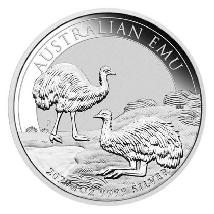 Australijski Emu 1 uncja Srebra 2020