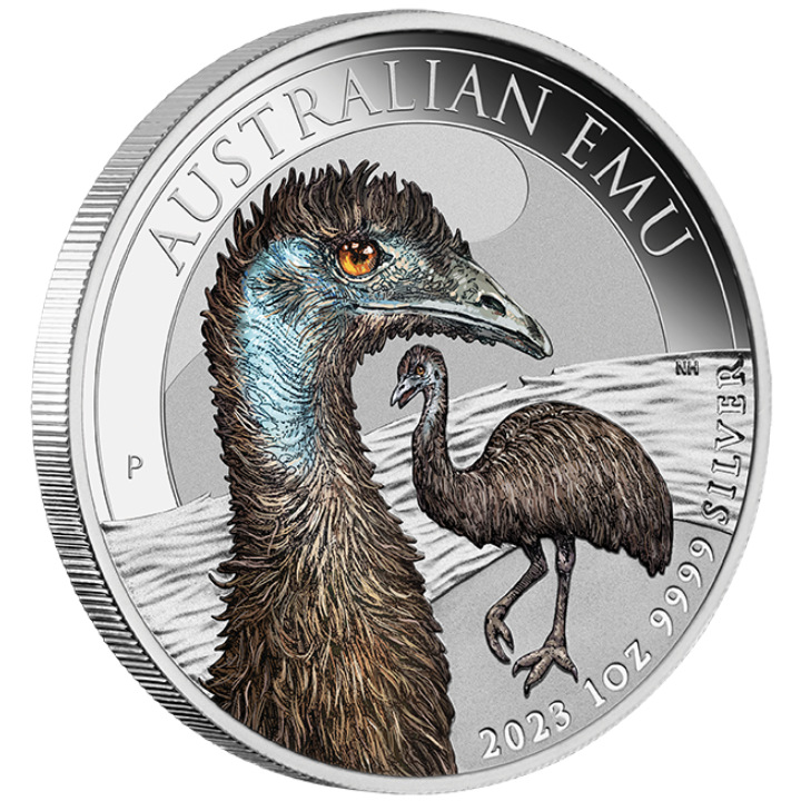 Australijski Emu kolorowany 1 uncja Srebra 2023 
