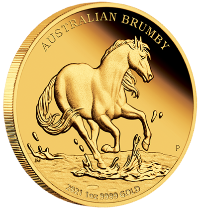 Australijski dziki koń - Brumby 1 uncja Złota 2021 Proof 