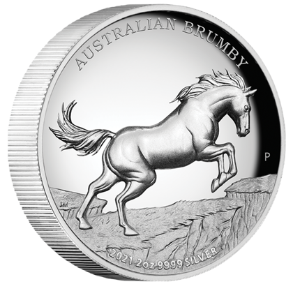 Australijski dziki koń - Brumby 2 uncje Srebra 2021 High Relief Proof 