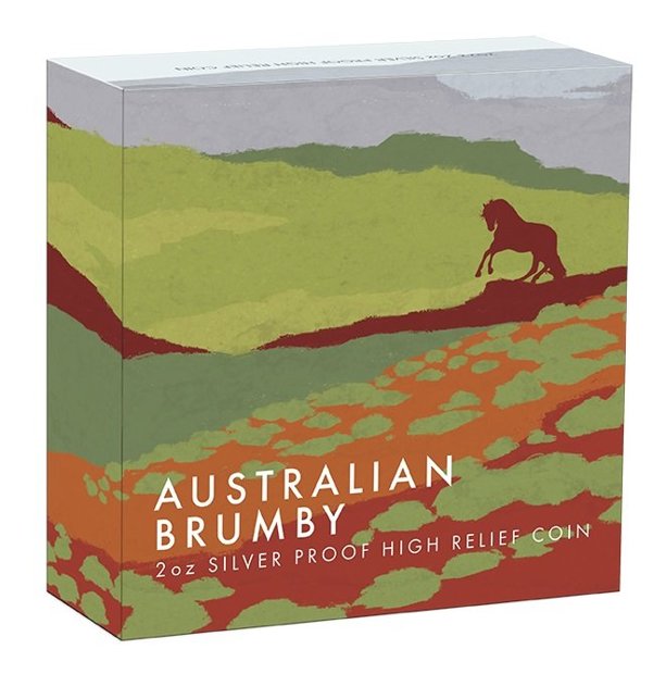 Australijski dziki koń - Brumby 2 uncje Srebra 2022 Proof High Relief