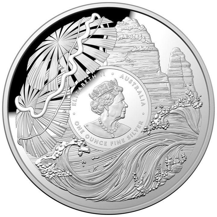 Beauty, Rich & Rare: Daintree Rainforest kolorowany 1 uncja Srebra 2022 Proof Domed Coin