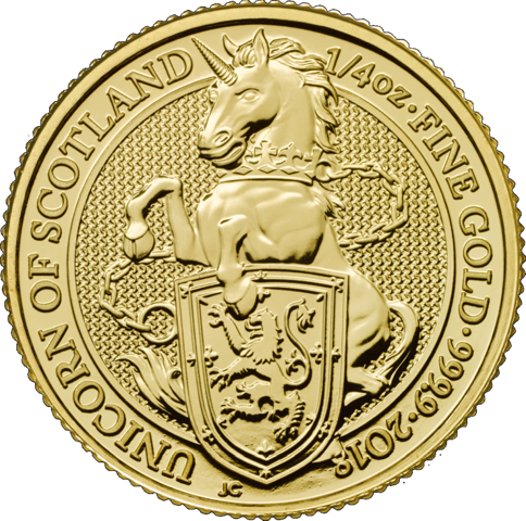 Bestie Królowej: Jednorożec Szkocji 1/4 uncji Złota 2018