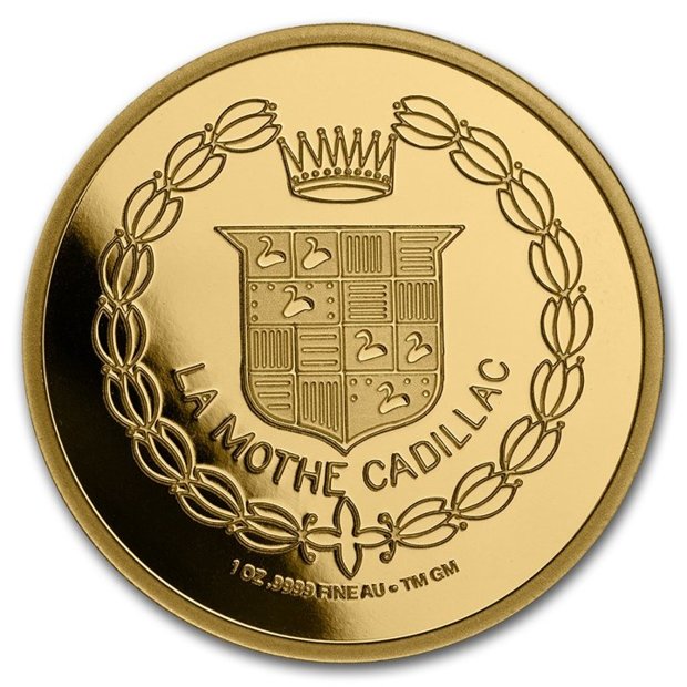 Cadillac "La Mothe Cadillac" Logo 1 uncja Złota Slab 