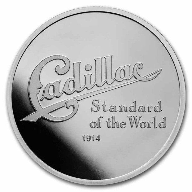 Cadillac "Standard Of The World" Logo (1914) 1 uncja Srebra Slab 