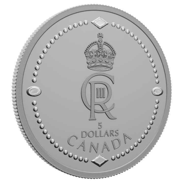Canada: His Majesty King Charles III's Royal Cypher $5 Srebro 2023 Matte Proof 