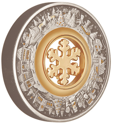 Christmas Wonderland kolorowany 2 uncje Srebra 2021 Antiqued Coin 