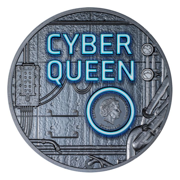 Cook Islands: Cyber Queen – The Beginning kolorowany 3 uncje Srebra 2023 Black Proof Ultra High Relief