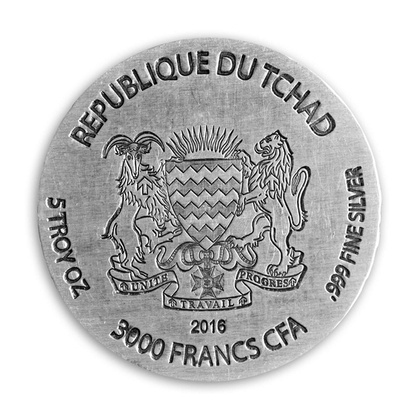 Czad: ERS King Tut 5 uncji Srebra 2016 Antiqued Coin