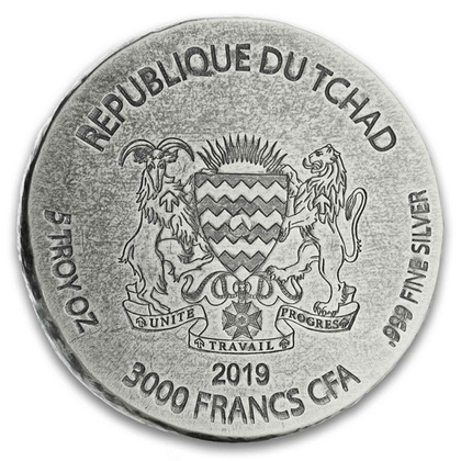 Czad: ERS Sphinx 5 uncji Srebra 2019 Antiqued Coin