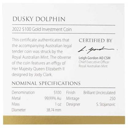 Dusky Dolphin 1 uncja Złota 2022