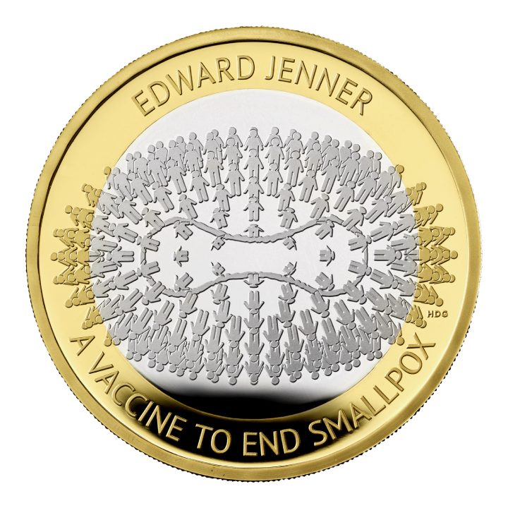 Edward Jenner £2 pozłacany Srebro 2023 Proof 