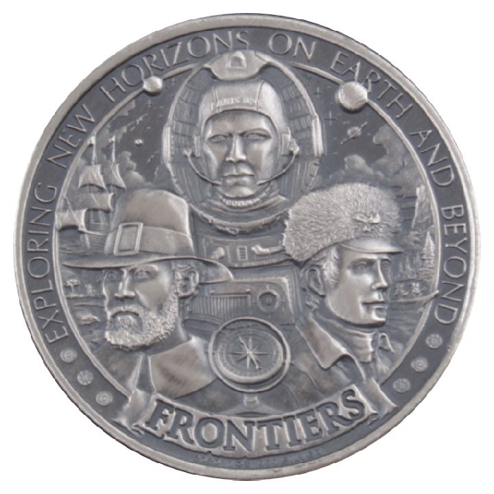 Frontiers: Westward Ho 1 uncja Srebra 2020 Antiqued Round Coin