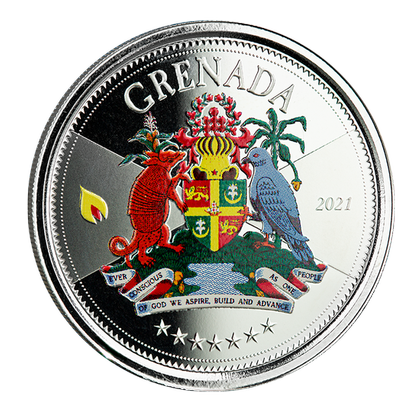 Grenada: Coat of Arms kolorowana 1 uncja Srebra 2021