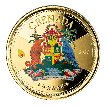 Grenada: Coat of Arms kolorowana 1 uncja Złota 2021