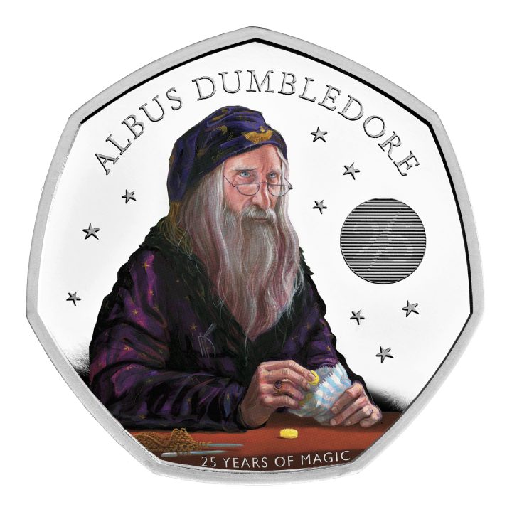 Harry Potter: Albus Dumbledore kolorowany 50p Srebro 2023 Proof 