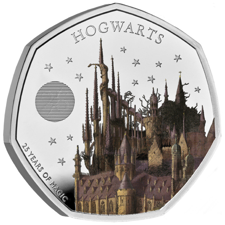 Harry Potter: Hogwarts School of Witchcraft and Wizardry kolorowany 50p Srebro 2023 Proof 