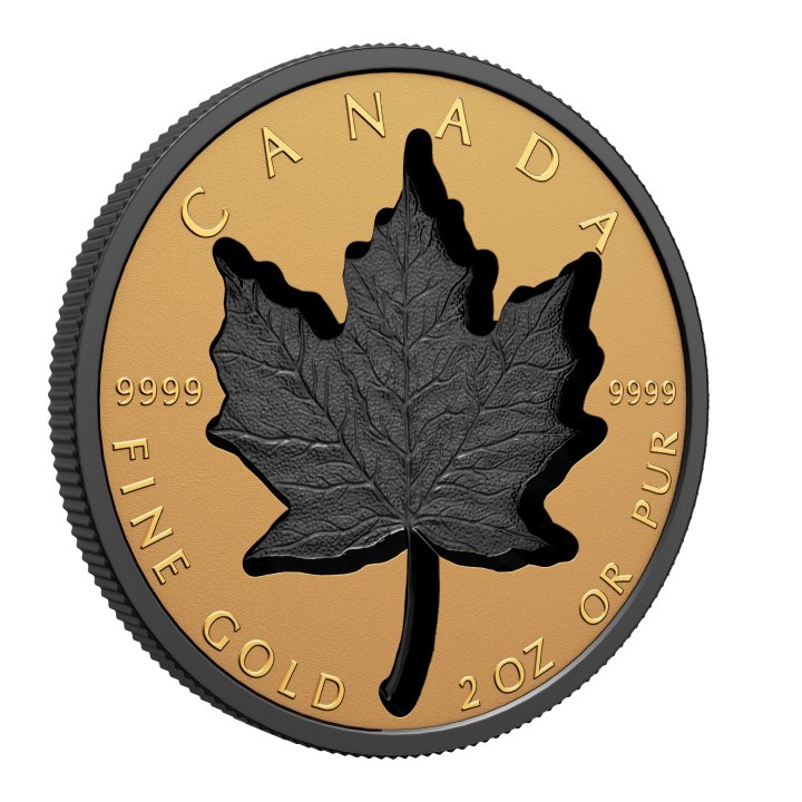 Kanadyjski Liść Klonowy - Super Incuse 2 uncje Złota 2023 Black Rhodium Proof