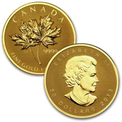 Kanadyjski Liść Klonowy: Zestaw 4 monet 1,4 uncji Złota 2013 Proof 