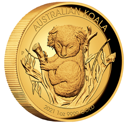 Koala 1 uncja Złota 2021 Proof High Relief