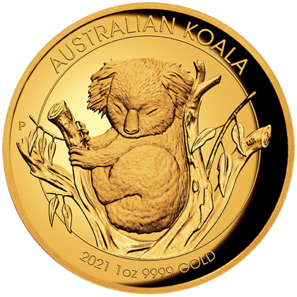 Koala 1 uncja Złota 2021 Proof High Relief