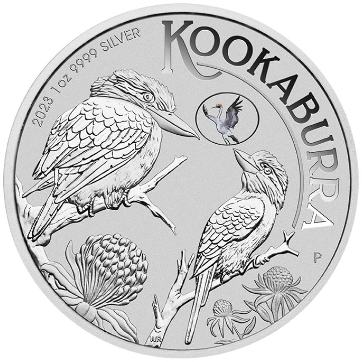 Kookaburra with Brolga 1 uncja Srebra 2023 Privy Mark (Brisbane Money Expo Anda Special)