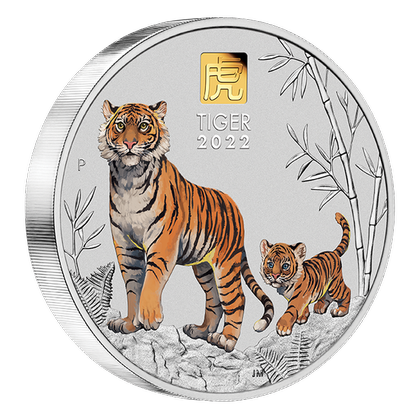 Lunar III: Rok Tygrysa 1000 gramów Srebra 2022 Gold Privy Mark