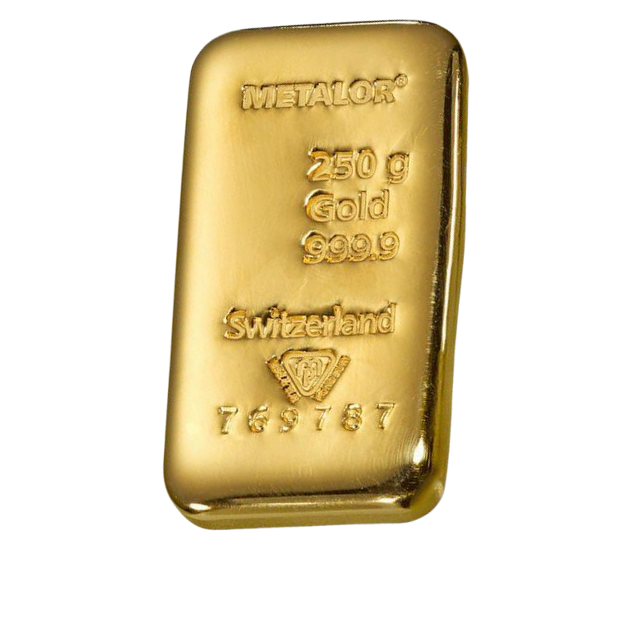Metalor: Sztabka 250 gramów Złota LBMA