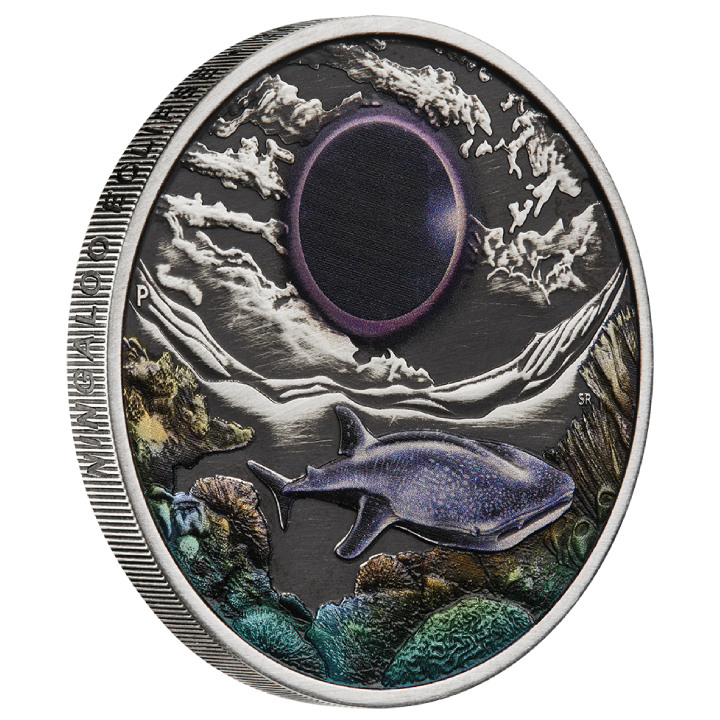 Ningaloo Eclipse kolorowany 2 uncje Srebra 2023 Antiqued Coin